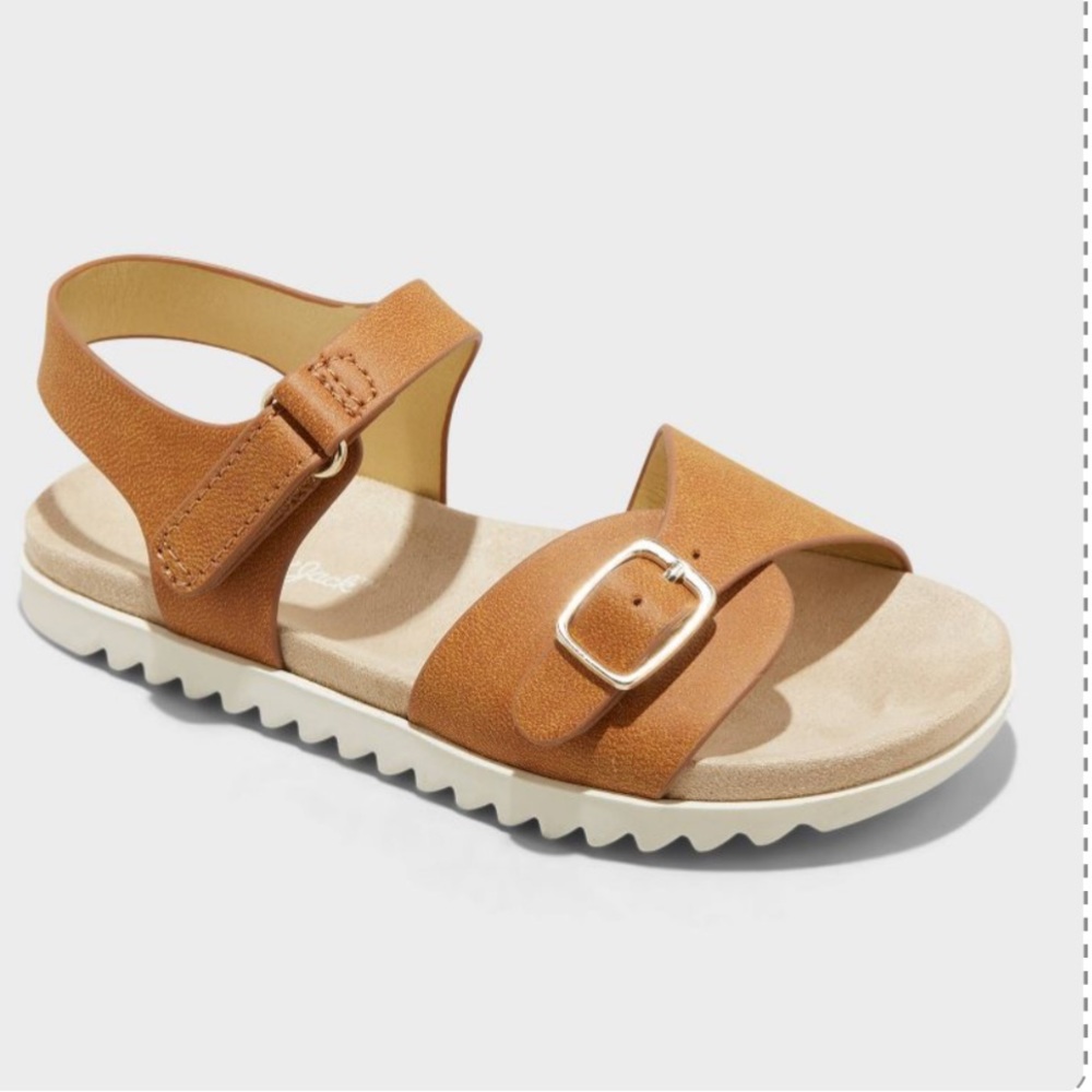 Girls Toddler Shaelyn Footbed Sandals - Cat & Jack Cognac - Picture 1 of 2